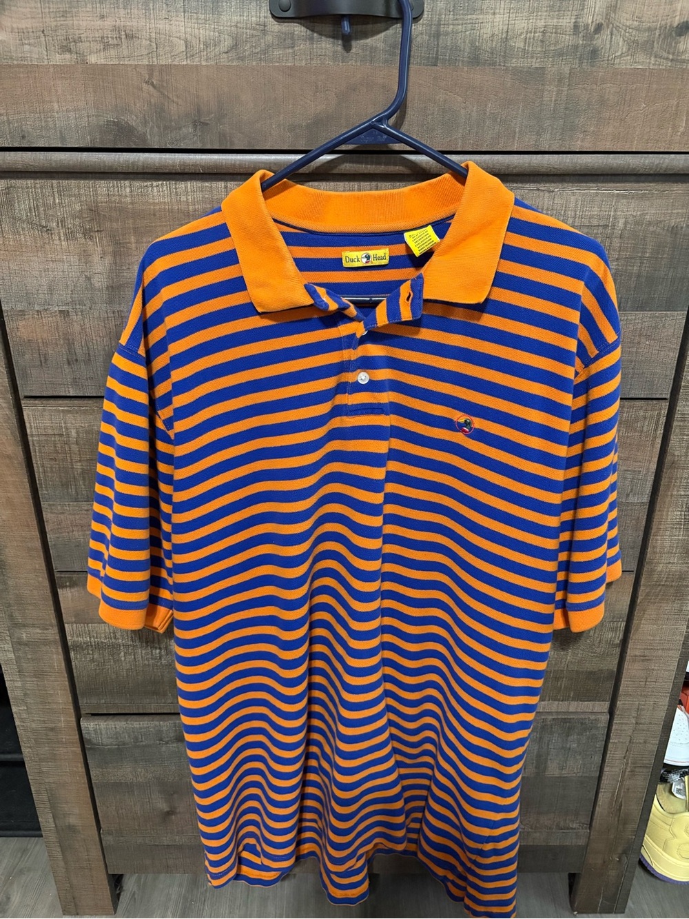 Duck Head Orange and Blue Striped Men's Polo